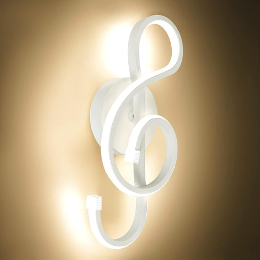 XEYOU 22W Modern Wall Sconce Lighting Indoor LED Creative Wall Light Fixture Music Symbol Art Decoration Wall Lamp for Living Room Bedroom Stair Corridor, White 3000K