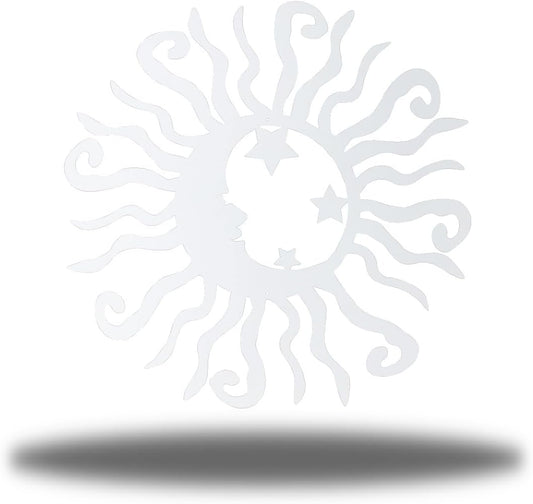 Riverside Designs Wacky Solar Moon Metal Wall Art Steel Outdoor Decor | Heavy-Duty and Waterproof | Made in USA (White, 18L x 18W)