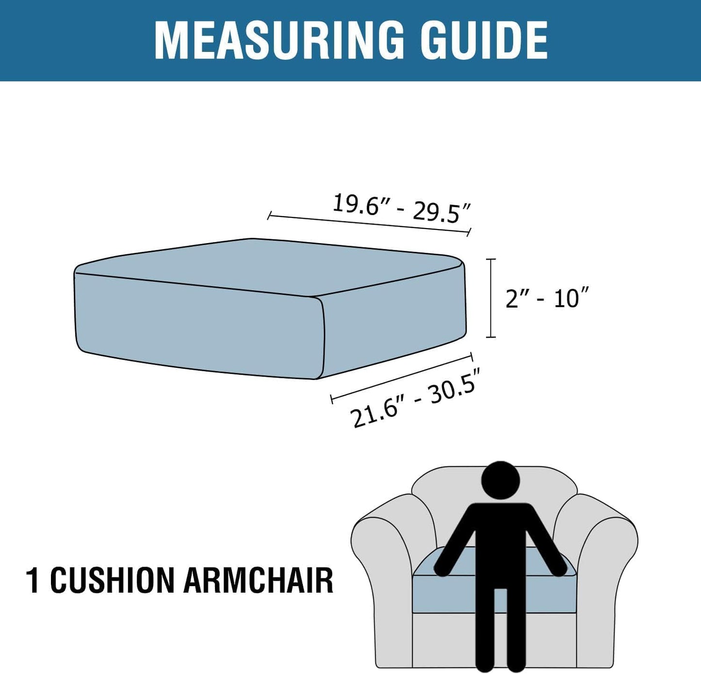 H.VERSAILTEX Velvet Stretch Couch Cushion Cover Plush Cushion Slipcover for Chair Cushion Furniture Protector Seat Cushion Sofa Cover (1 Piece Armchair Cushion Covers, Grey Striped)