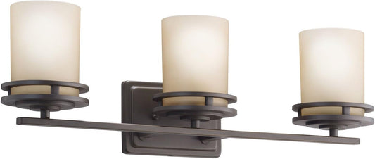 Kichler Hendrik 24" 3 Light Vanity Light with Light Umber Etched Glass Olde Bronze®