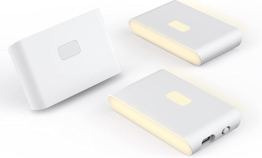 WYZE Rechargeable Night Lights with Dusk to Dawn & Motion Sensors, Warm & Soft White Stair Lights for Bathroom, Hallway, Linkable, Magnetic Mount, 3 Pack