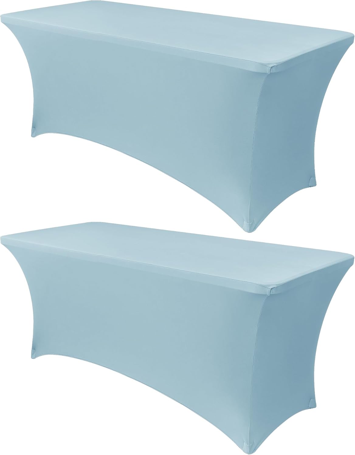 Obstal 4Ft Stretch Spandex Table Cover for Standard Folding Tables - 2 Pack Universal Rectangular Fitted Tablecloth for Party, Banquet, Events, Trade Show (Dusty Blue, 48L x 24W x 30H Inches)