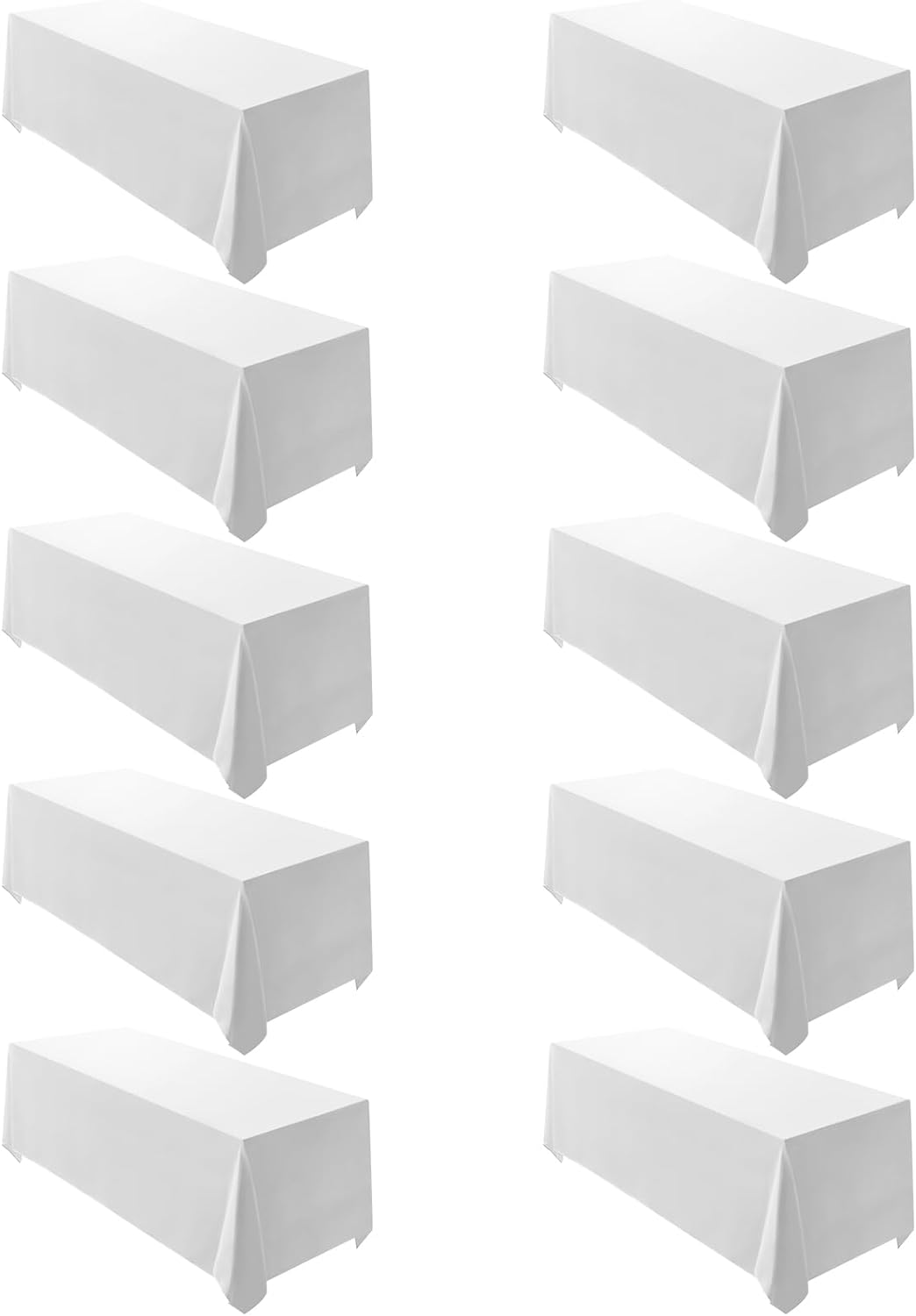Surmente 10 Pack White Rectangle Tablecloth 90 x 156-inch Rectangular Polyester Table Cloth for Weddings, Banquets, or Restaurants