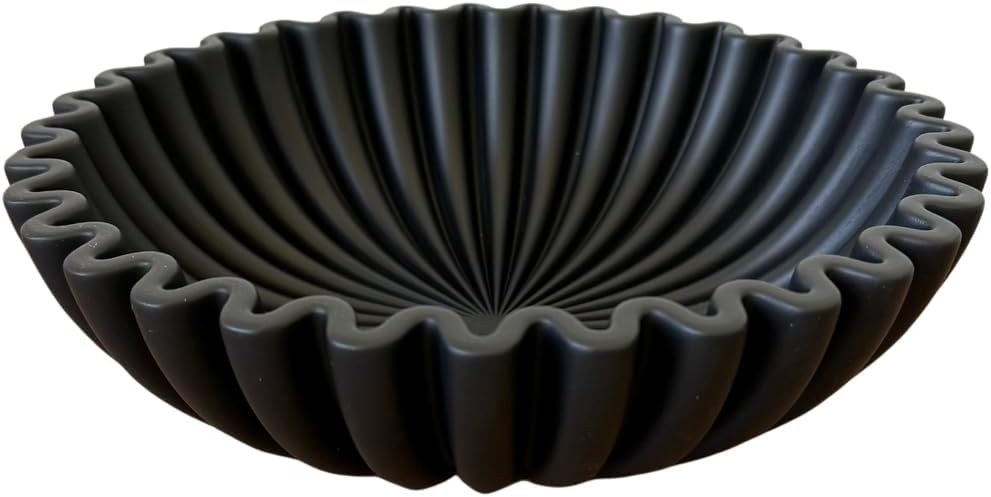 OAKOA Concrete Black Decorative Bowl for Home Decor - Black Bowl Decor - Modern Coffee Table Key Bowl for Entryway Table