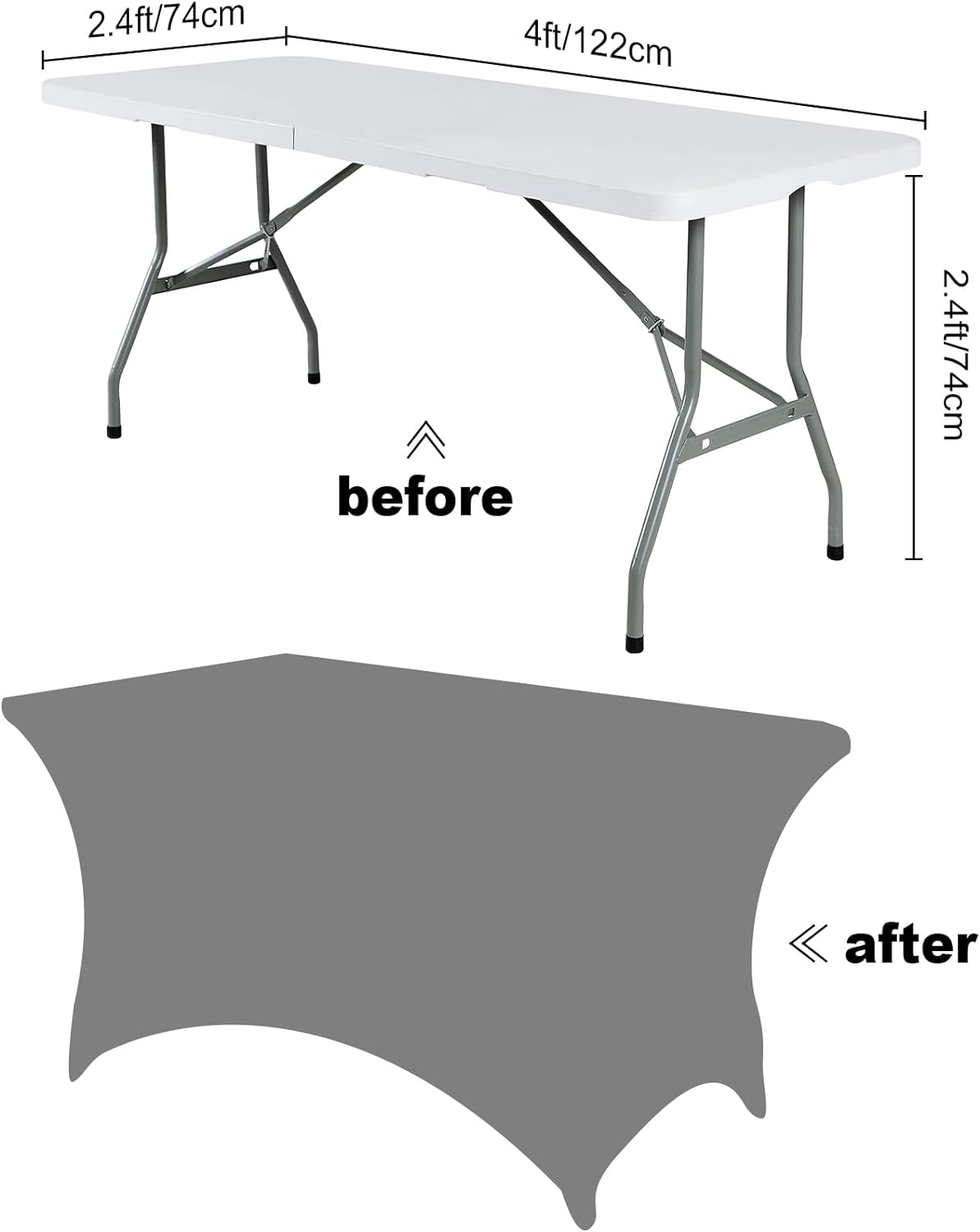 SuperO Waterproof Spandex Table Cover for 4FT Table Universal Fitted Stretch Tablecloth for Party, Banquet, Wedding and Events-Fuchsia