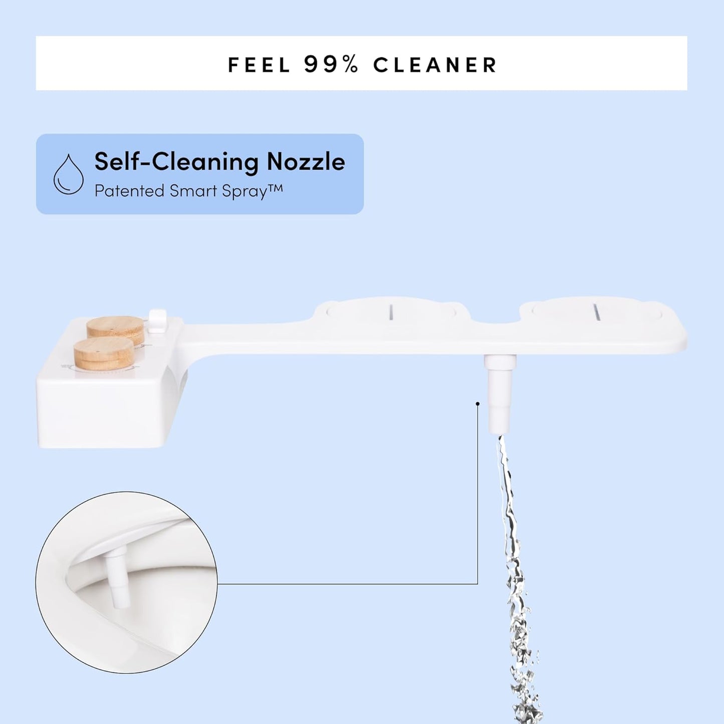 TUSHY 3.0 Spa Cool to Warm Water Bidet Attachment. Easy Universal Toilet Seat Install, Requires Sink Connection for Temperature Control. Fresh Self-Cleaning Clean Water, Noir/Gold