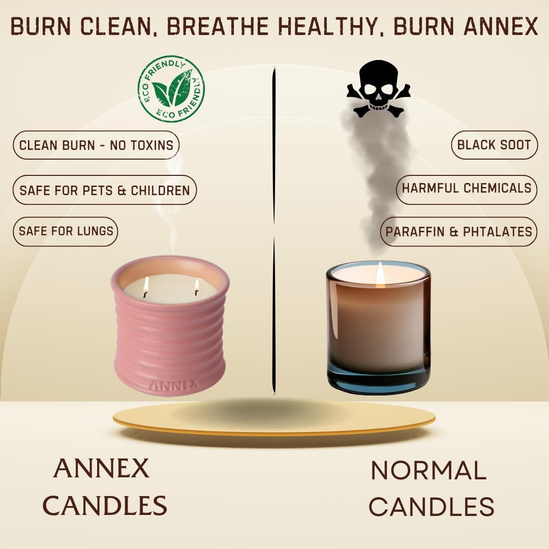 Scented Luxury Candles in Handmade Ceramic Jars, Soy Wax | Canal Rose – Rose Bud & Oud Scented, Large Candle | Non Toxic, 2 Wicks, Reusable Big Pink Jar | Natural Spring Aromatherapy for Women & Men