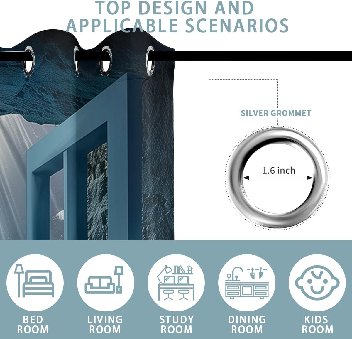 Ocean Fishs Blackout Curtains for Girls Boys Home Decor, Underwater Tropical Fish Undersea Coral Grommet Thermal Insulated Drapes Darkening Window Curtain for Bedroom Living Room, 42 x 63 Inch