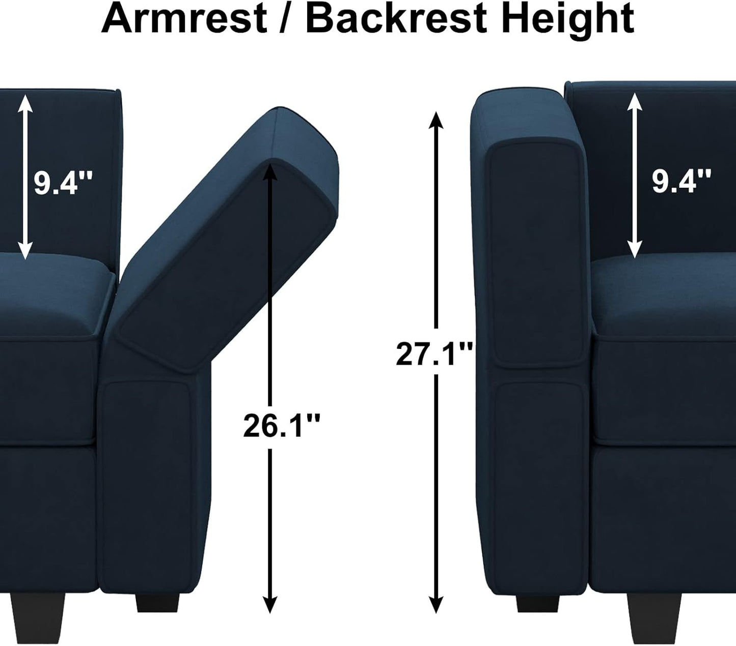 Belffin Modular Sectional Sofa U Shaped Sectional Couch with Reversible Chaises Velvet Modular Sofa with Storage Seat Blue