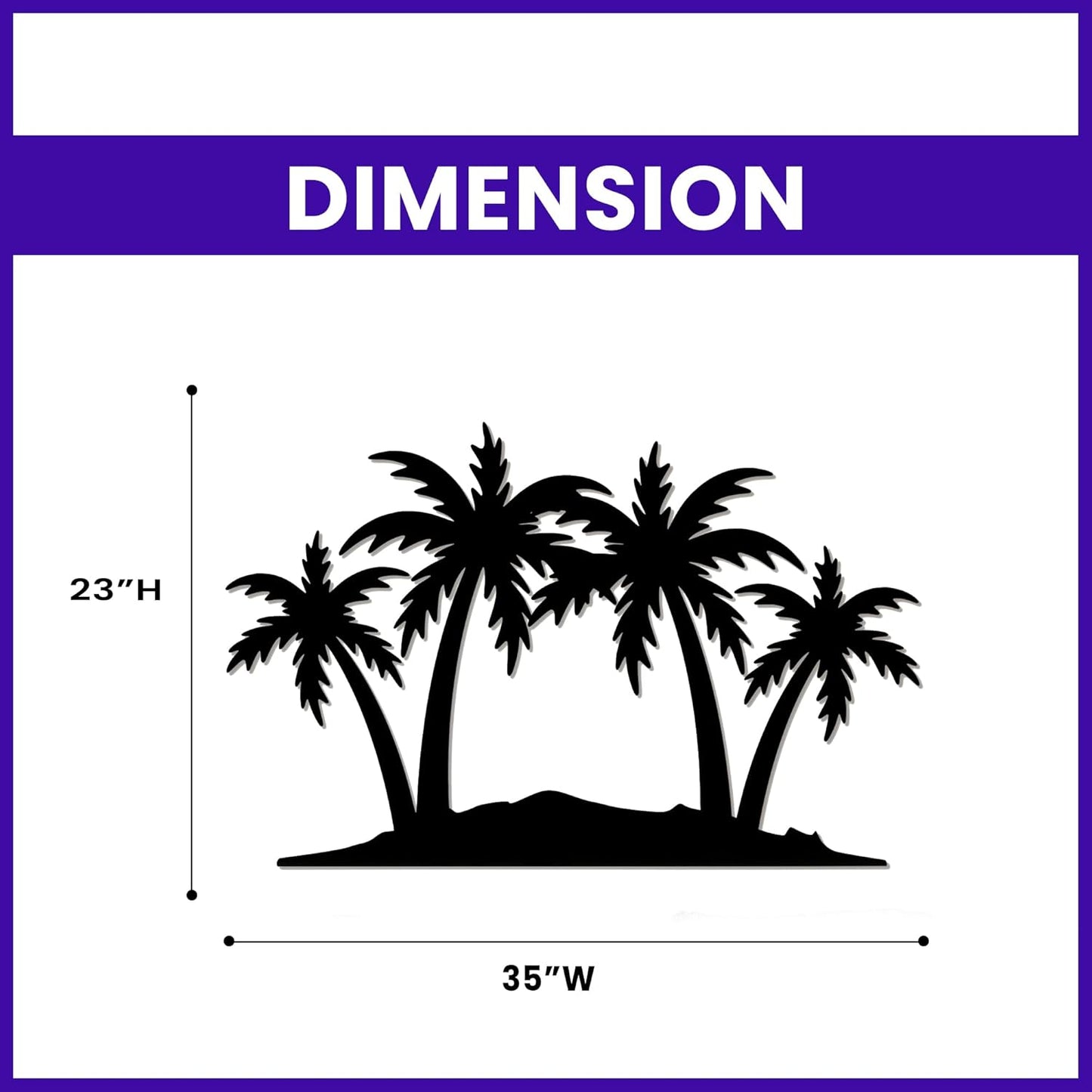 METALPLEX Palm Tree Metal Wall Art - Durable And Rust-free Indoor & Outdoor Aluminum Composite Wall Decor - Home Decor Wall Art For Living Room And Bedroom Decorations - Black (35"x23")