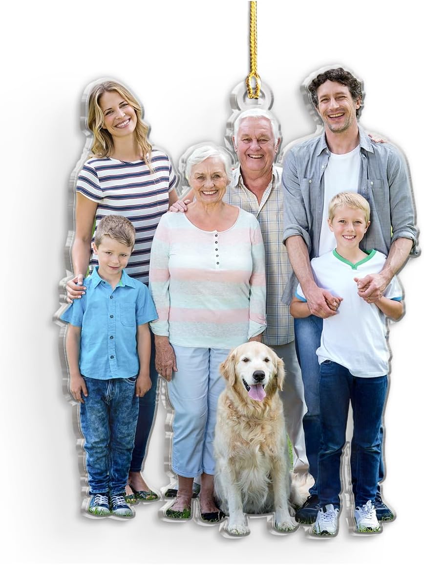 Personalized Custom Photo Acrylic Ornament - Christmas Hanging Decor for Family, Mom, Dad, Grandparents, Daughter, Son