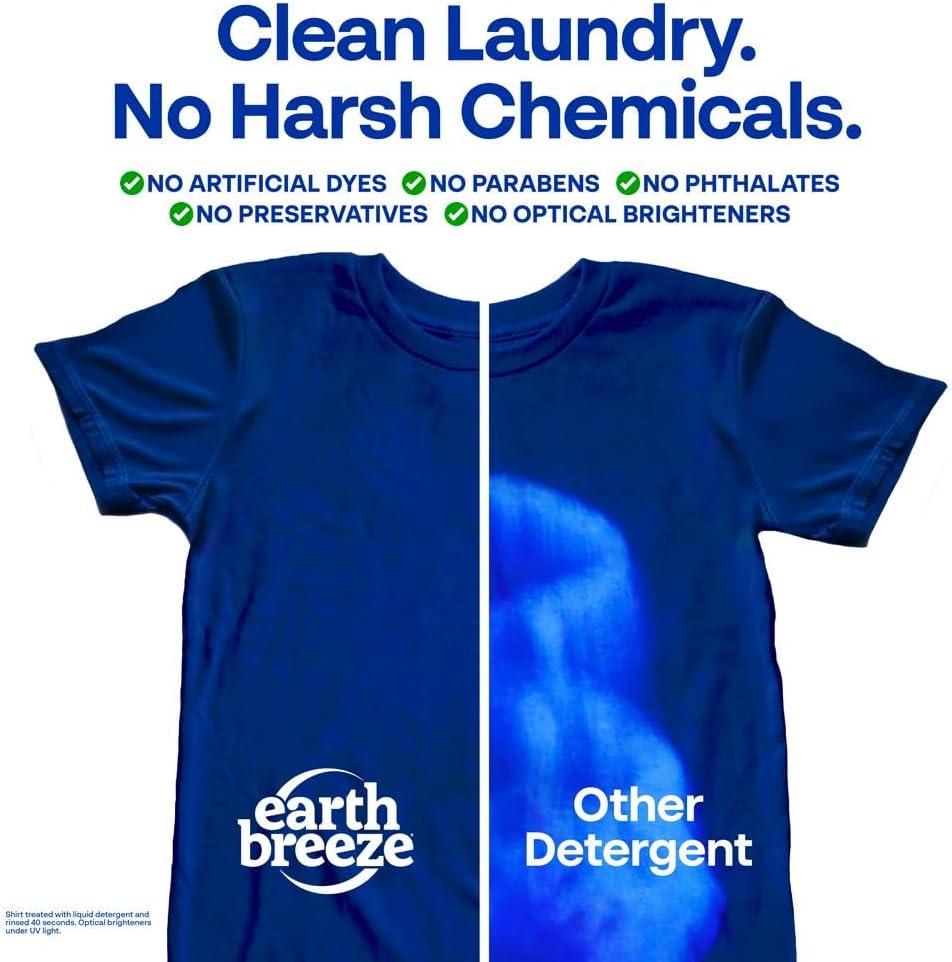 Earth Breeze Laundry Detergent Sheets Fresh Scent - 60 Loads Eco Liquidless Soap - Travel-Friendly for Hot & Cold Cycles, Tackles Tough Stains & Odors - Gentle on Skin, 30 Ct