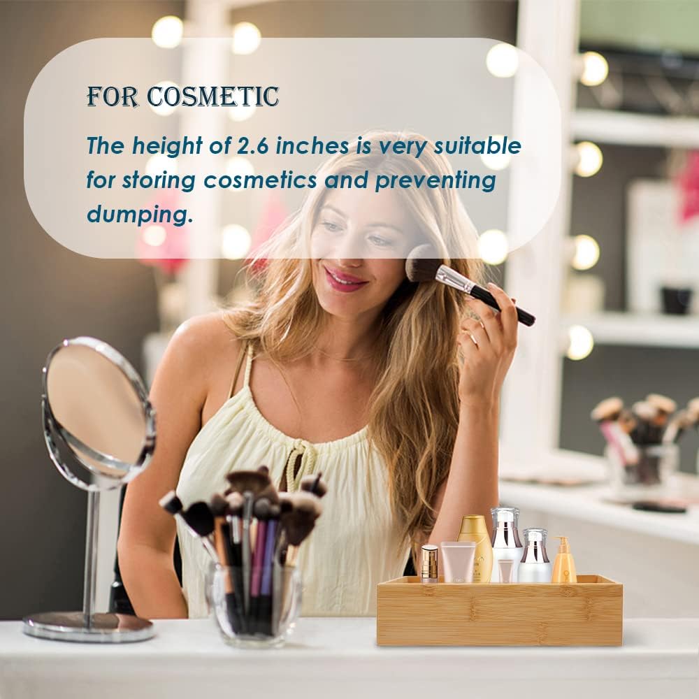 Bamboo Drawer Organizer - Kitchen Utensil Organizer Silverware Tray Cutlery Holder，Office Desk Supplies and Accessories (15X5.9X2.6 inch)