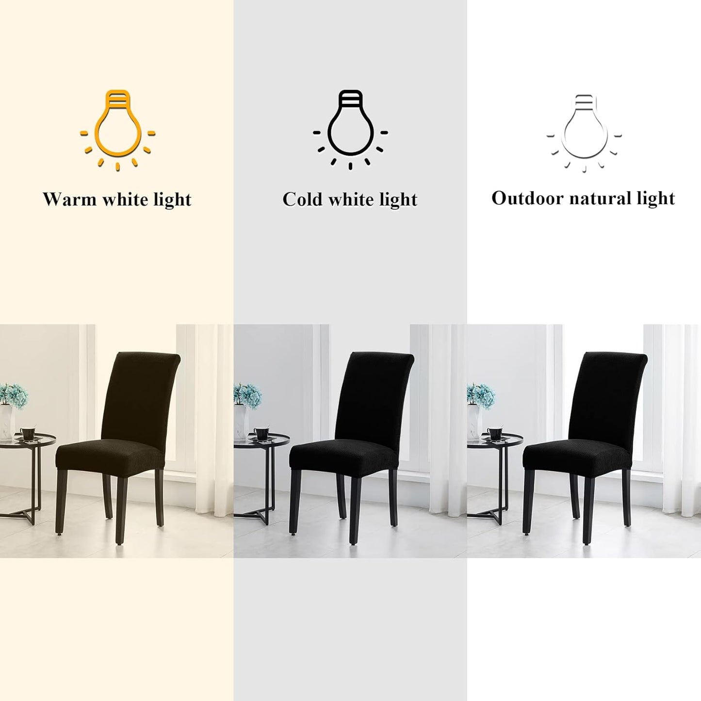 Joccun Chair Covers for Dining Room Set of 2,Dining Chair Slipcovers Stretch Dining Room Chair Covers Seat Protector,Washable Parsons Chair Cover for Home,Hotel,Banquet(Black,2 Pack)