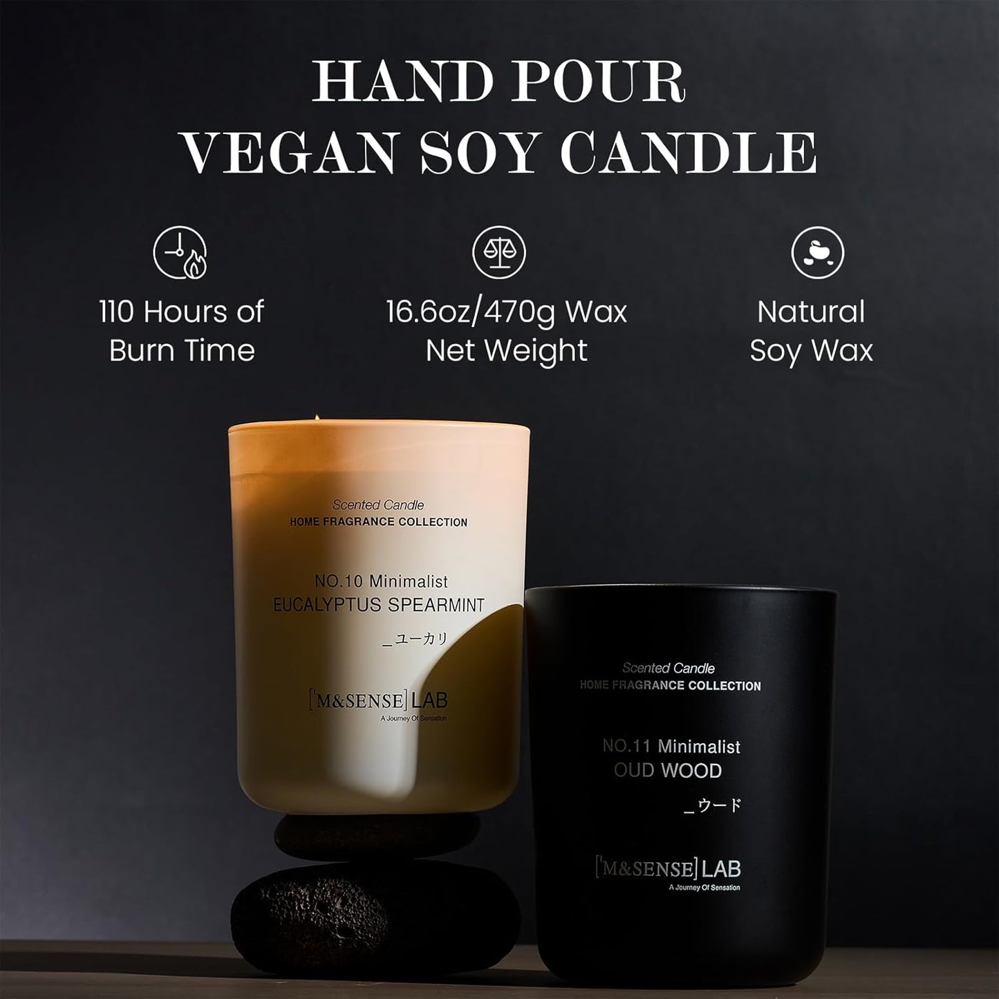 M&SENSE Natural Soy Candle| Linen Breeze | 5.3 oz | Minimalist Scented Candle for Relaxation, Gifting, Home Décor | for Bedroom, Office, Party Small