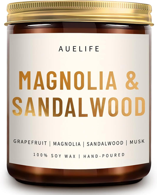 Scented Candles for Home - Magnolia & Sandalwood Candle | Aromatherapy Candle Gift for Women & Men, Soy Candles for Home Scented - 7oz