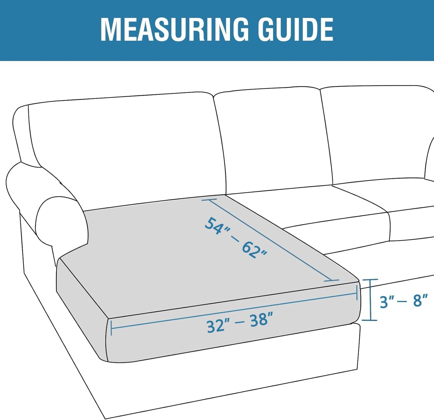 H.VERSAILTEX Velvet Stretch Individual Chaise Cover Sectional Couch Covers for L Shaped Sofa Both Left/Right Furniture Protector Seat Cushion Sofa Cover (1 Piece Chaise Cover, Stone Blue)