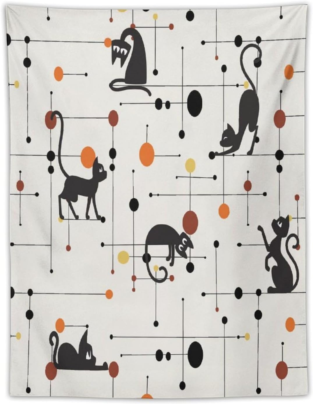 ICMOLYYENLO Abstract Cat Tapestry, Medieval Abstract Atomic Star Cat Vintage Home Wall Hanging Art Tapestry for Bedroom Living Room Dormitory 60x60 Inch