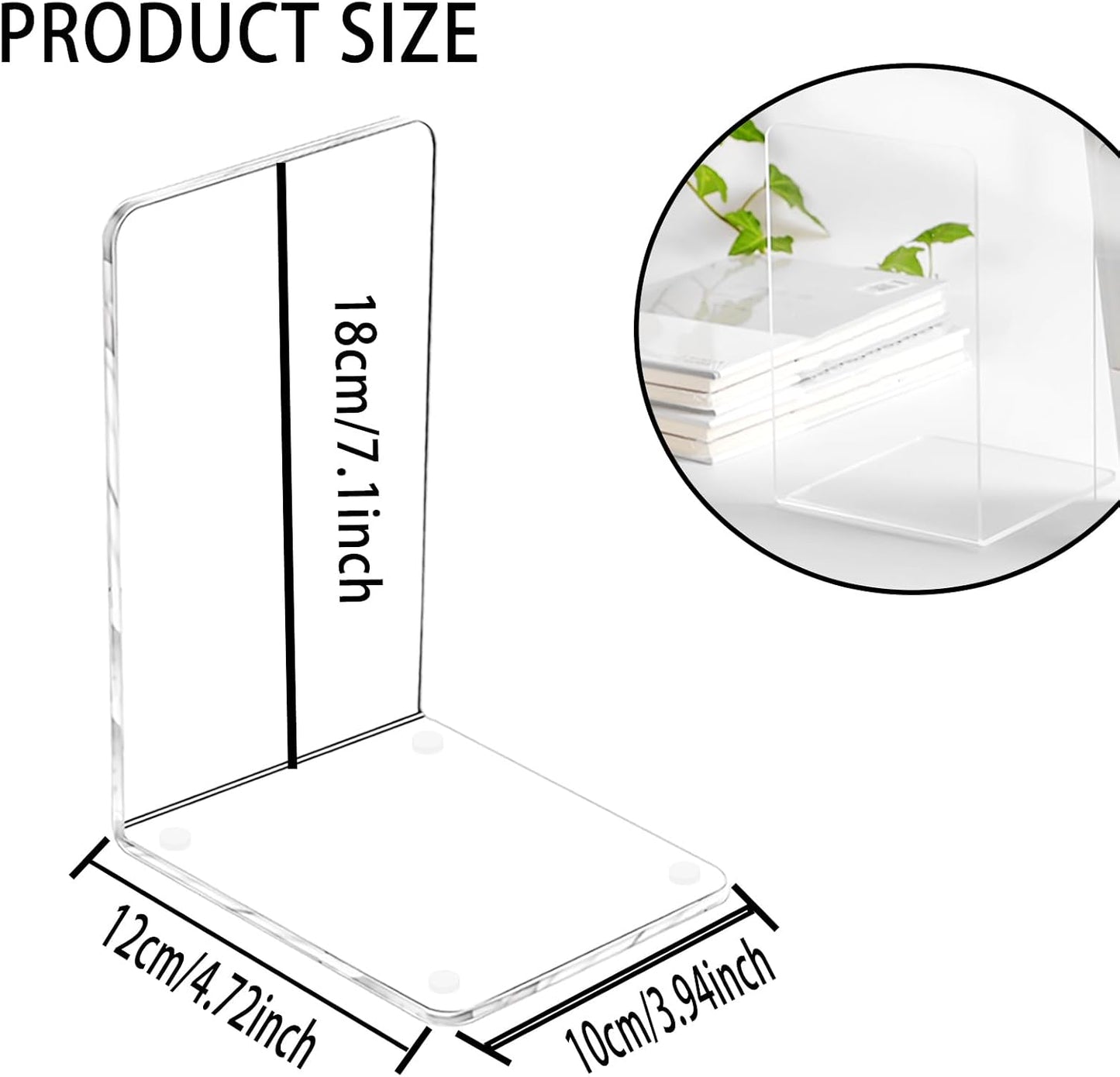 Lulonpon 16 Pieces Book Ends, Bookend, Books Ends for Shelves, Books Ends for Heavy Books, Clear Bookends, Acrylic Bookends for School, Library,Desktop Organizer and Book Shelves