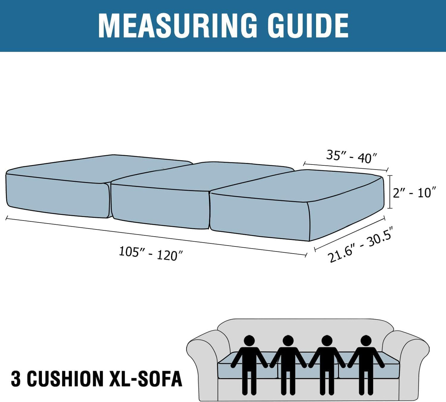 H.VERSAILTEX Velvet Stretch Couch Cushion Cover Plush Cushion Slipcover for Chair Loveseat Sofa Cushion Furniture Protector Seat Cushion Sofa Cover (3 Piece XL Sofa Cushion Covers, Grey Striped)