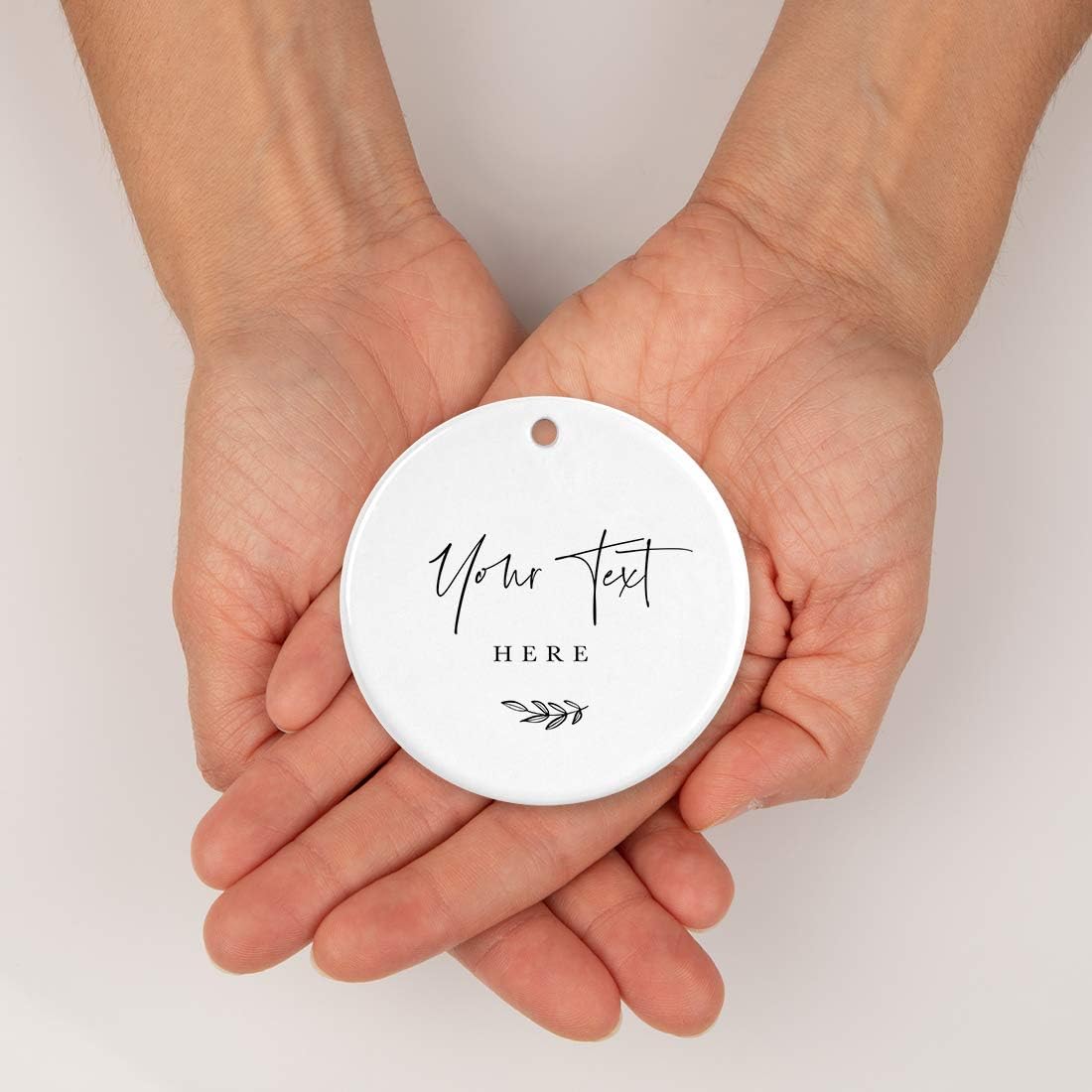 Andaz Press Fully Personalized Round Ceramic Porcelain Christmas Tree Ornament Keepsake Gift, Your Text Here, Antique Handdrawn, 1-Pack Custom Christmas Ornament Custom Ornaments for Christmas Tree