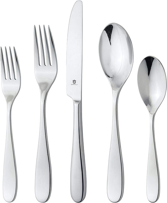 Silverware Set for 16 – 18/10 Stainless Steel Flatware, Mirror Finish, Dishwasher Safe, Durable and Elegant, Rust Resistant, Perfect for Entertaining (80-Piece Set, Fidenza)