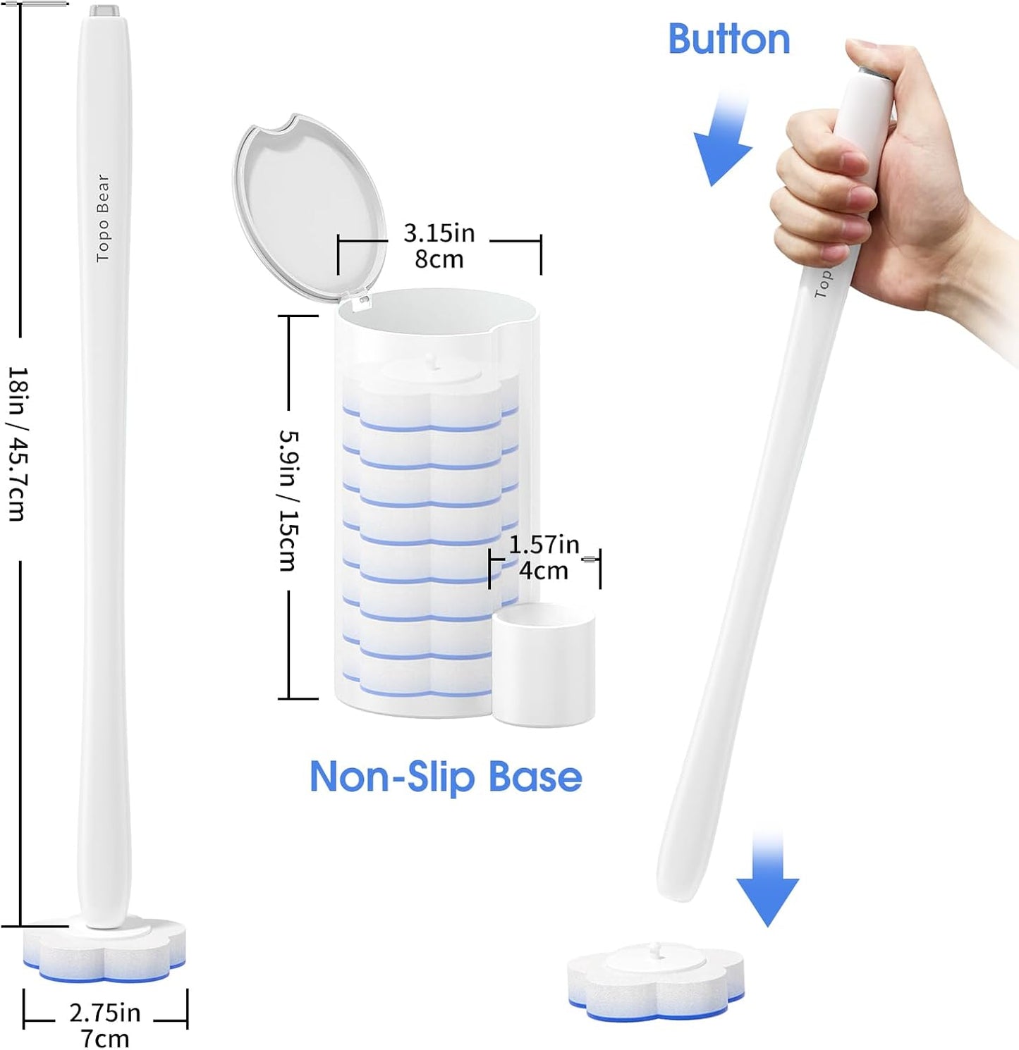 Disposable Toilet Bowl Brush with 40 Toilet Wand Refills, Toilet Bowl Cleaner Wands, Toilet Cleaning System Starter Kit