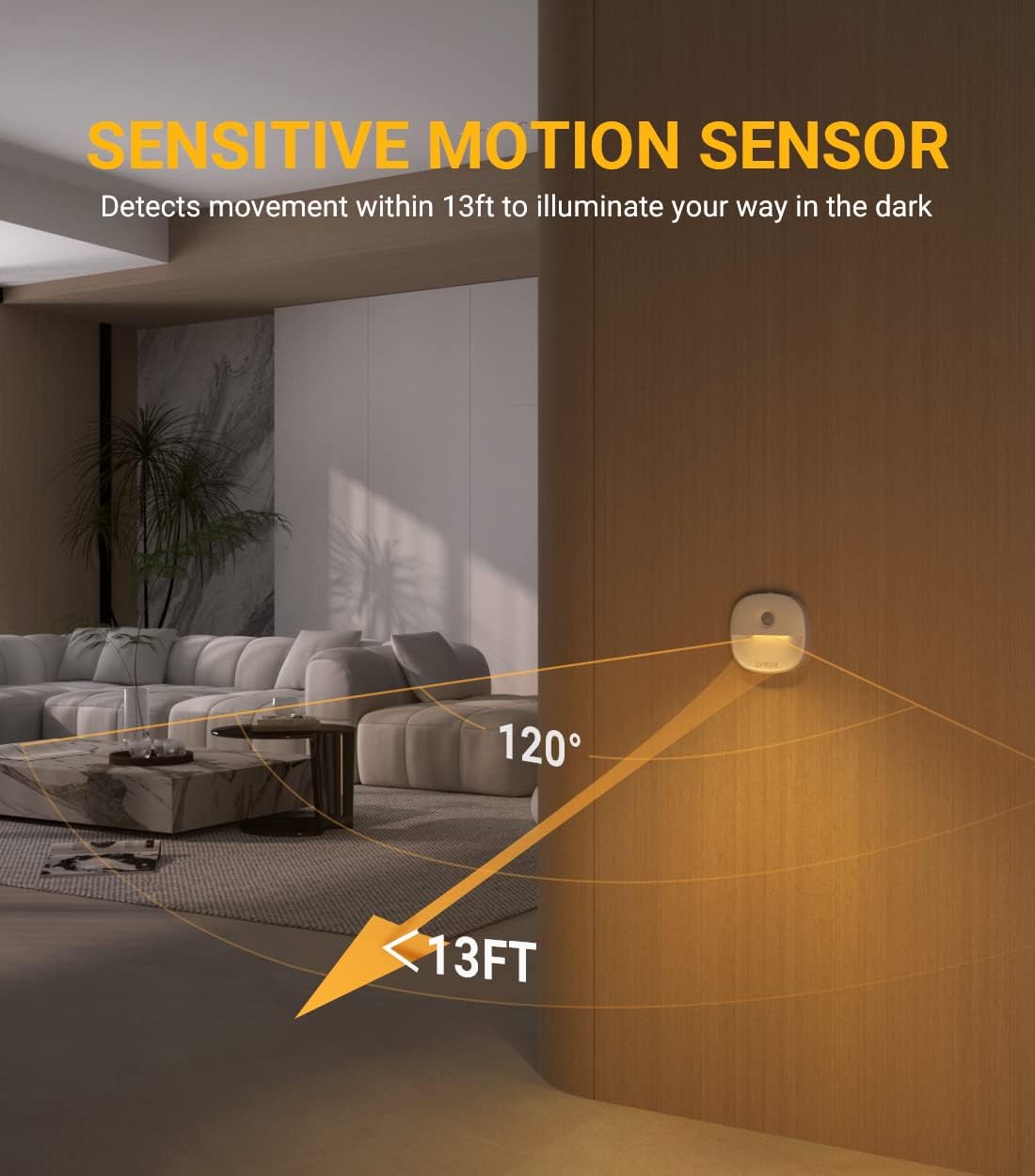 Lyridz Rechargeable Night Light, Motion Sensor Battery Nightlight, Mini Stick-on LED Closet Light, 1-20LM Dimmable Brightness for Bathroom, Bedroom, Kitchen, Washroom, Stairs, Hallway, 3-Pack