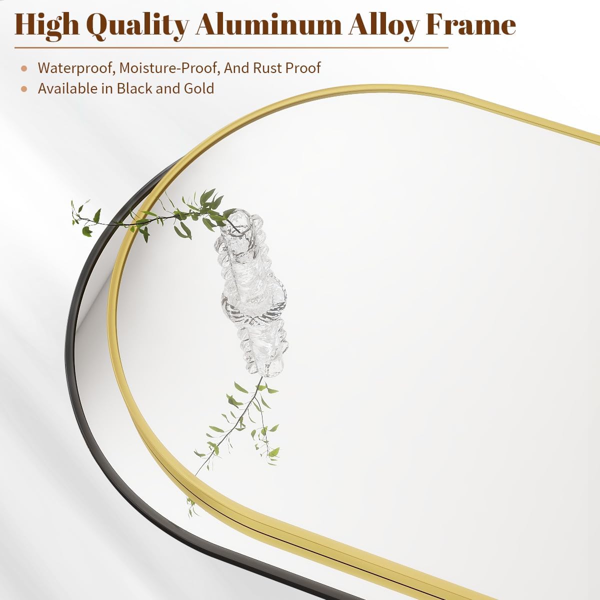 BEAUTYPEAK 26"x38" Arch Bathroom Mirror, Wall Mounted Vanity Metal Frame Mirror for Bedroom, Entryway, Living Room, Black