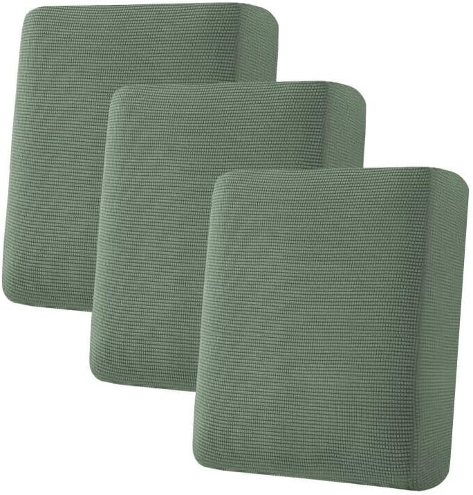 H.VERSAILTEX Super Stretch Individual Seat Sofa Covers Couch Cushion Covers Slipcover Sets Thick Jacquard Textured Twill Fabric (3 Piece, Loden Frost)