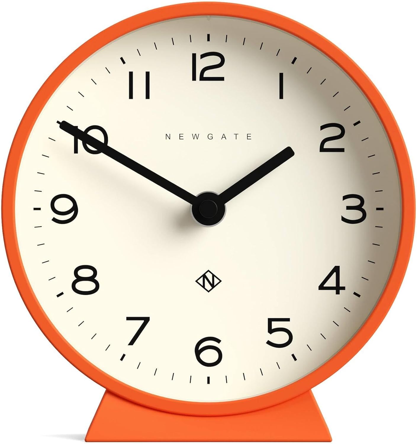 NEWGATE® M Mantel Echo Desk Clock | Modern Round Design | Pumpkin Orange | Easy to Read Numbers | Contemporary Style for Desk, Table, Shelf or Bedside