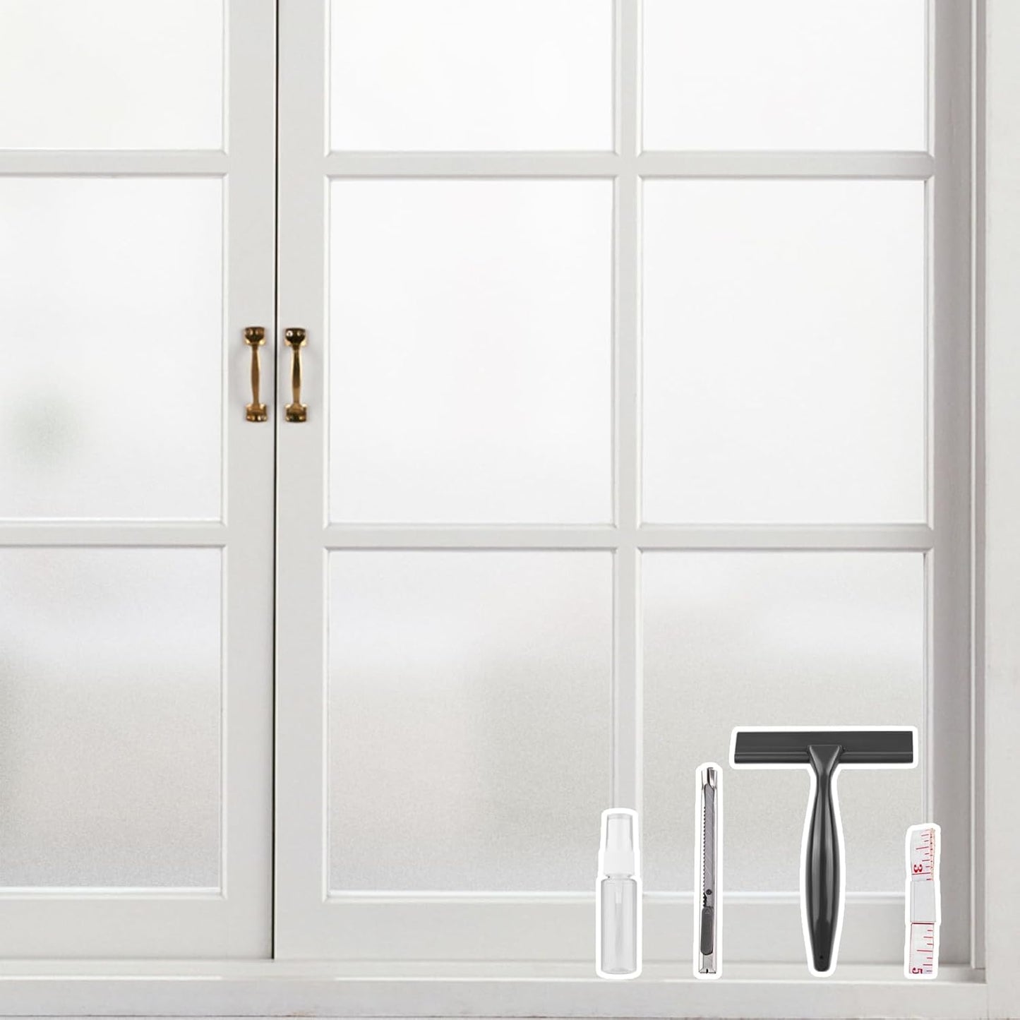 Kromapolis Window Privacy Film Frosted Glass Window Film, Heat Blocking Privacy Film for Glass Windows, Static Cling Non-Adhesive Frosting Window Stickers for Door Home (Frosted, 23.6 x 157.4 inch)