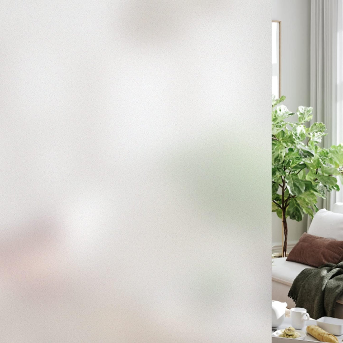 HIDBEA Frosted Window Privacy Film Heat Control UV Blocking, Static Cling Non-Adhesive Reusable Door coverings for Bathroom Home Office (Frosted, 23.6 Inch x 6.5 Feet)