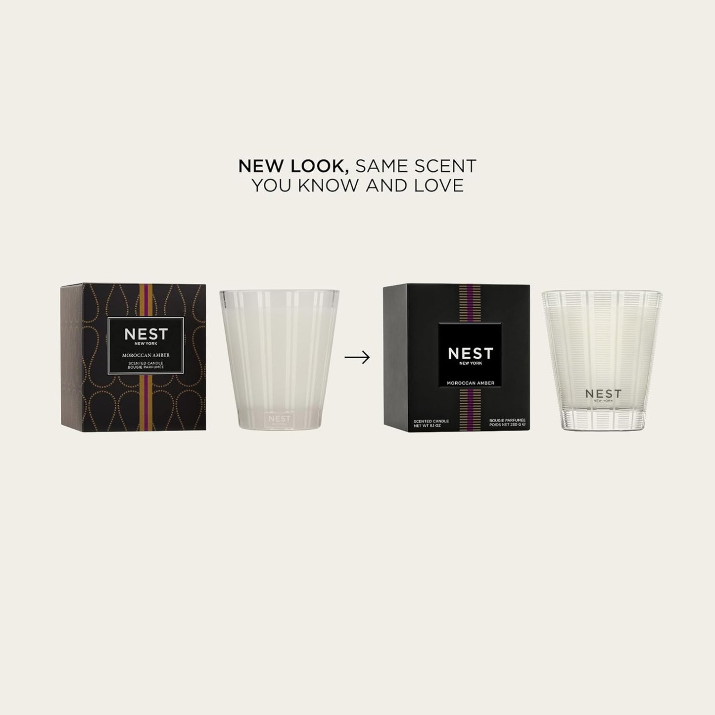 NEST New York Scented Classic Candle, Moroccan Amber - 8.1 oz - Up to 60-Hour Burn Time - Reusable Glass Vessel