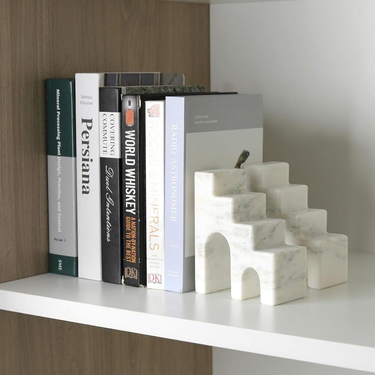 Natural Marble Book Ends for Shelves, Decorative Bookends for Heavy Books, CastleGuard Bookend Book Holder Stopper for Home Office Desk Bookshelf Decoration, Set of 2 (Oriental Calacatta)