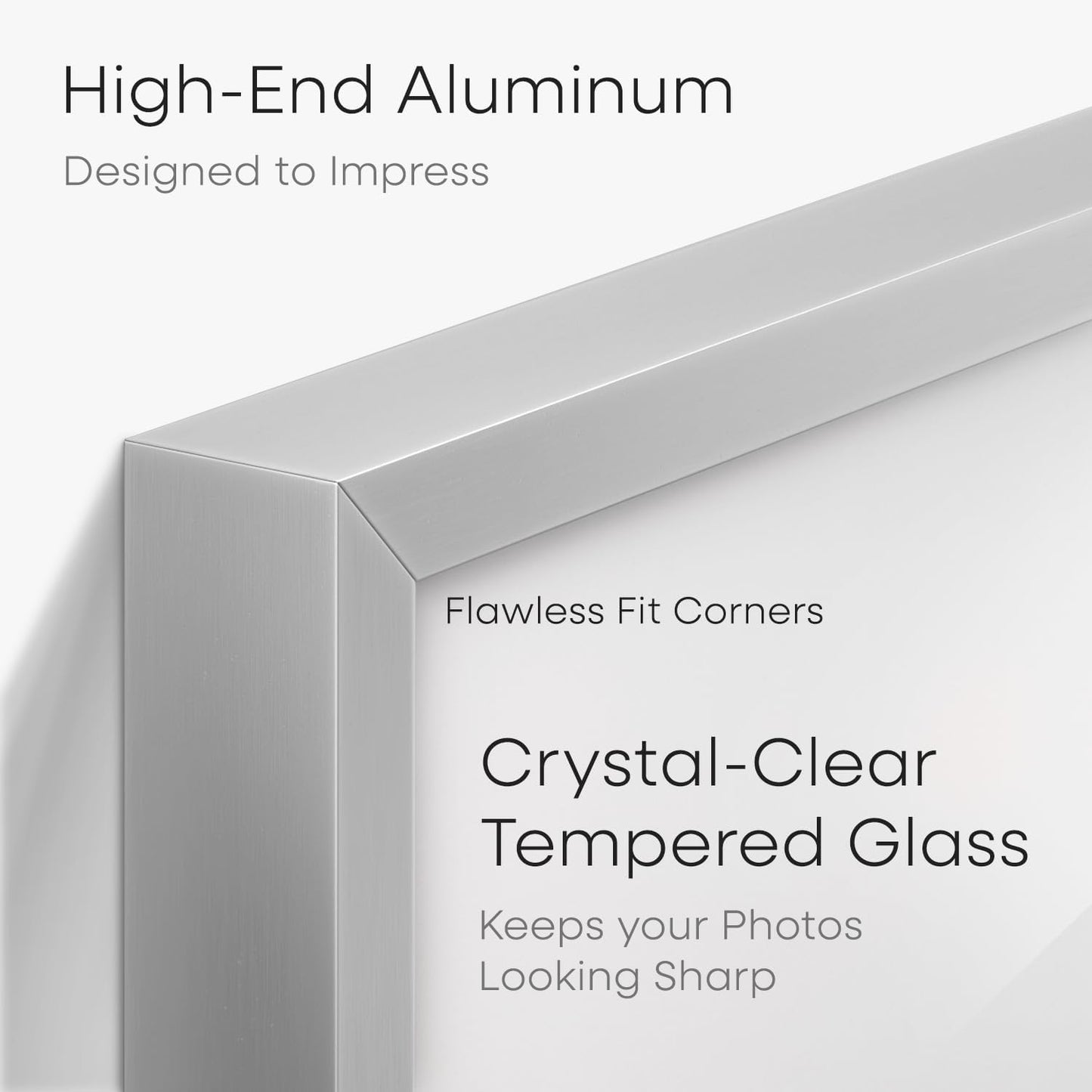 Homeforia A2 Poster Frame Silver, High End Metal A2 Picture Frames Silver with Mat A3 Print, 16.5x23.4 Frames Matted to 11.7x16.5 Photo, 16.5 by 23.5 Hanging Frames, Tempered Glass, Wall Kit, Set of 1