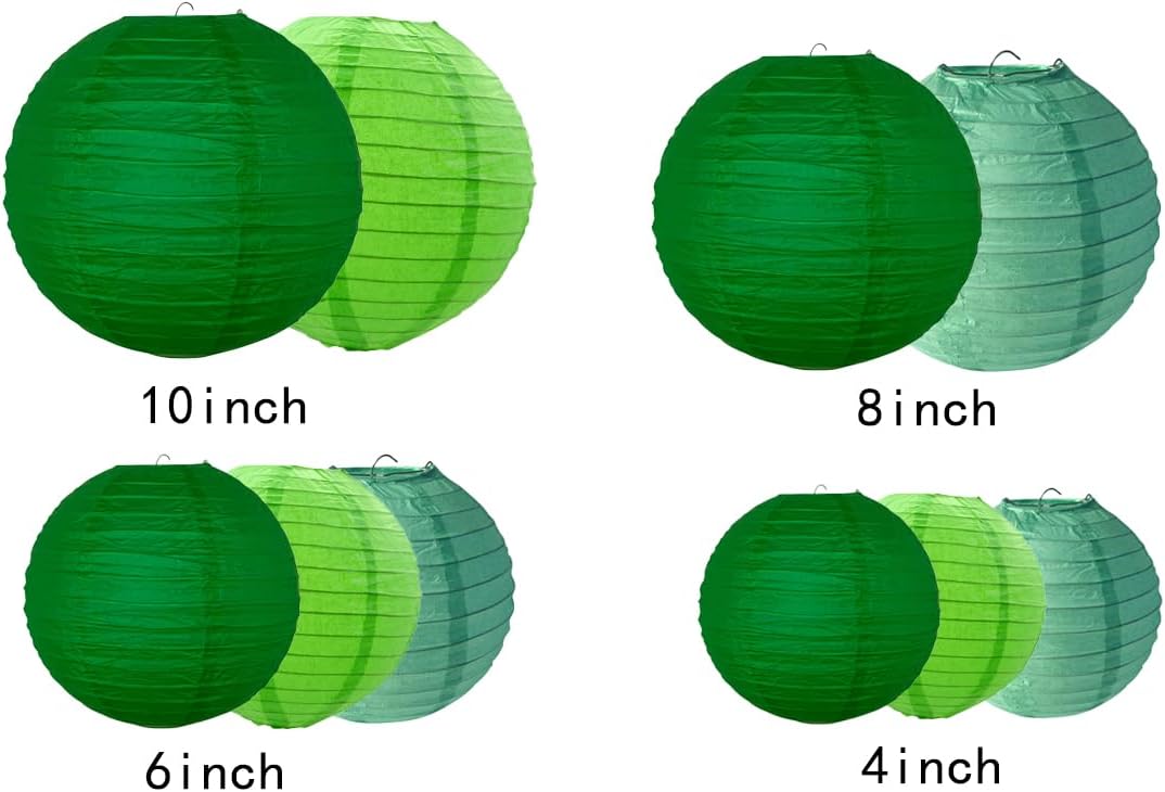 Paper Lanterns Decorations,Paper Hanging Decorations Ball Lanterns Lamps for Golf Party Dinosaur Birthday Parties Arbor Day（10 Pcs,4 in/6 in/8 in/10 in,Green）