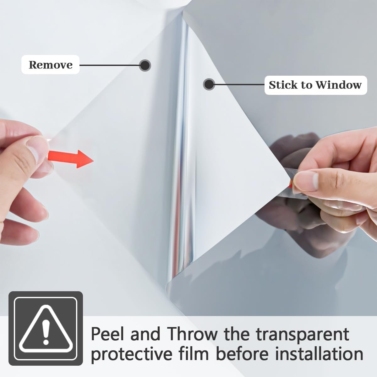 Niviy One Way Privacy Window Film See Out Not in 23.6 x 157.4 Inch Window Tint for Home Heat Blocking Anti UV Glass Door Mirror Reflective Window Film, Silver