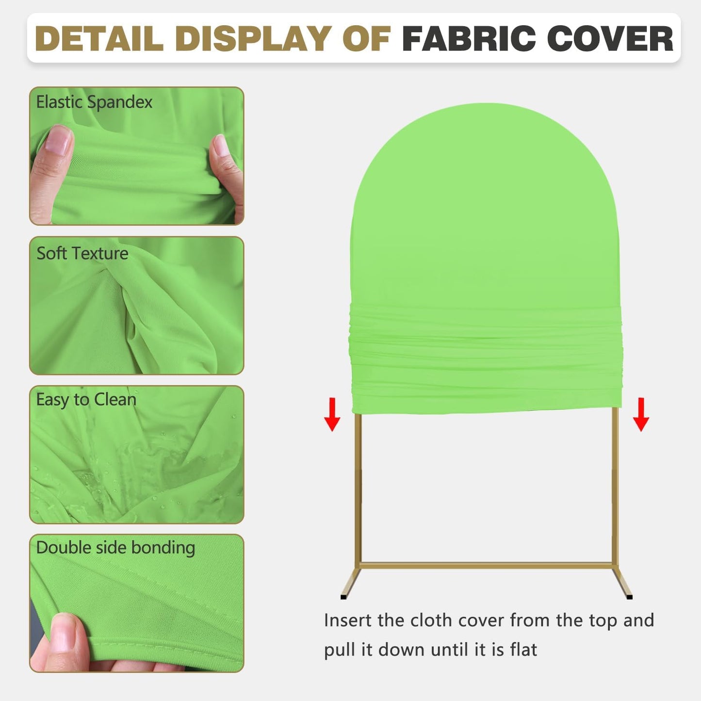 Arch Backdrop Stand and Cover Set, 3 Metal Balloon Arch Backdrop 4ft 5ft 6ft, Gold Arched Stand Frame for Wedding, Parties,Birthday, Backdrop Decorations (SageGreen,4ft+5ft+6ft)