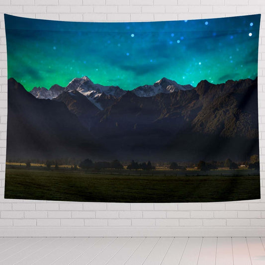 Mountain Tapestry For Bedroom Mount Cook And Lake Matheson New Zealand With Milky Way Tapestries Wall Hanging For Living Room Dorm Office 80×60 In