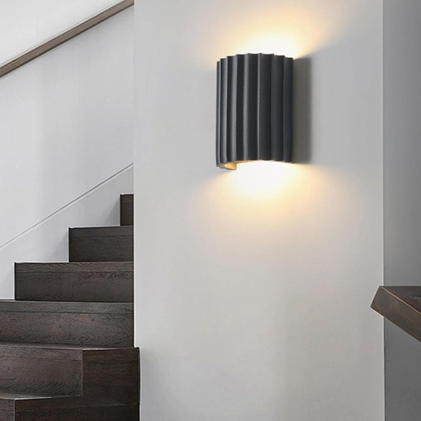 LightInTheBox Modern LED Wall Sconce Minimalist Resin Wall Light Nordic Style Half-Cylinder Tree Root Desgin Up and Down Light for Stairs Hallway Bedroom (Grey)