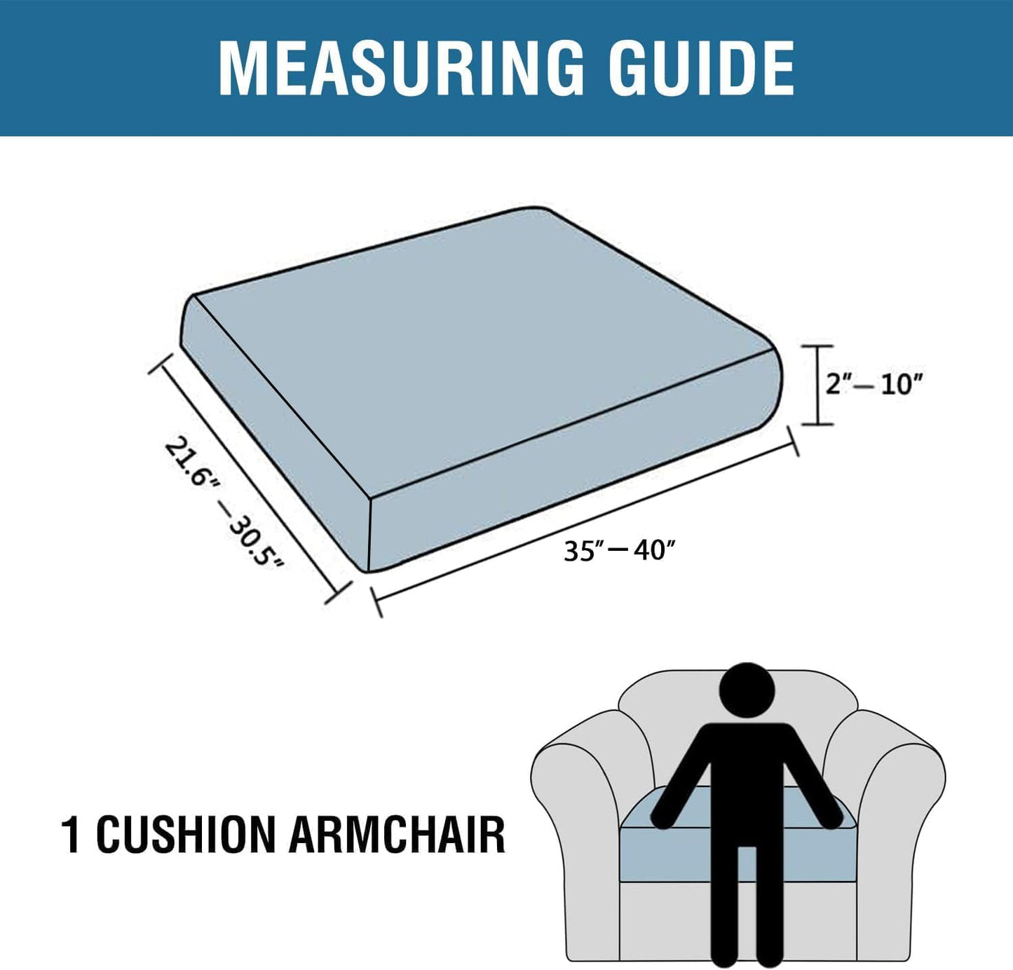 H.VERSAILTEX Super Stretch Individual Seat Cushion Covers Sofa Covers Couch Cushion Covers Slipcover Sets Thick Jacquard Textured Twill Fabric (1 Piece Chair Cushion Cover, Burnt Brick)