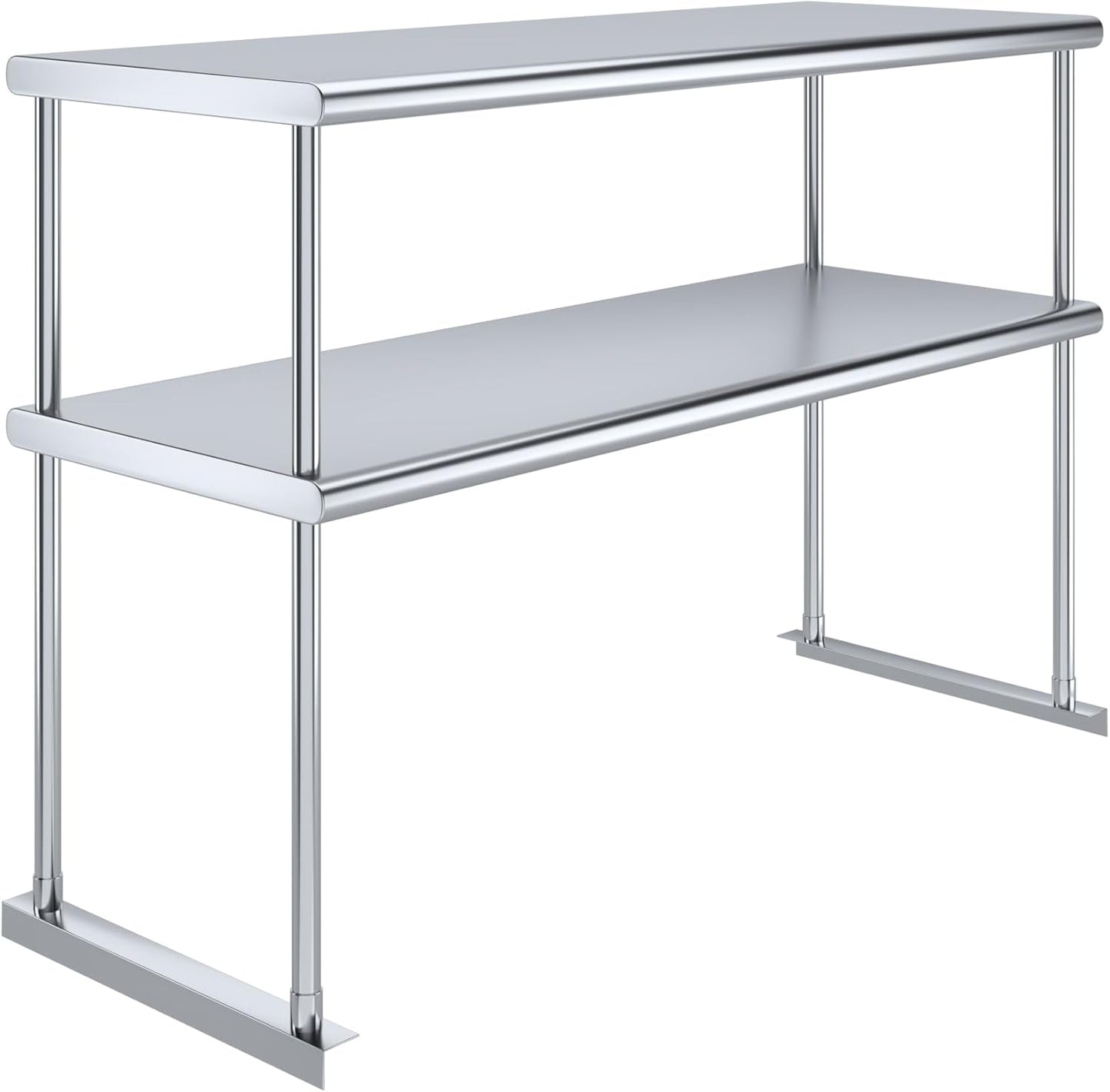 AmGood Stainless Steel Double-Tier Shelf | Work Table Overshelf | NSF Certified | Fits Over Tables | Many (48 in. Long x 18 in. Deep)