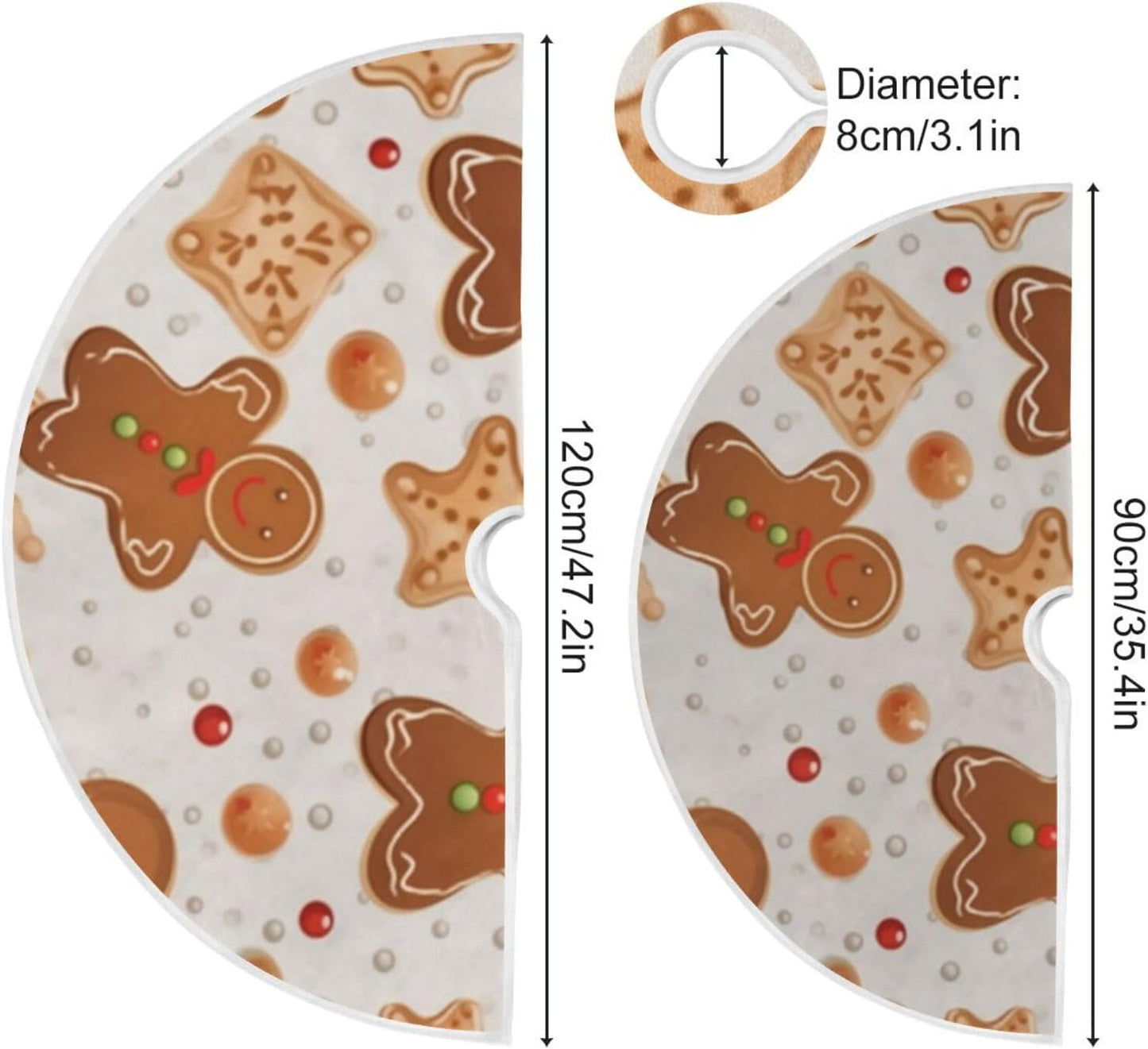 Gingerbread Christmas Tree Skirt - 36 Inch Xmas Tree Mat for New Year Party Decorations