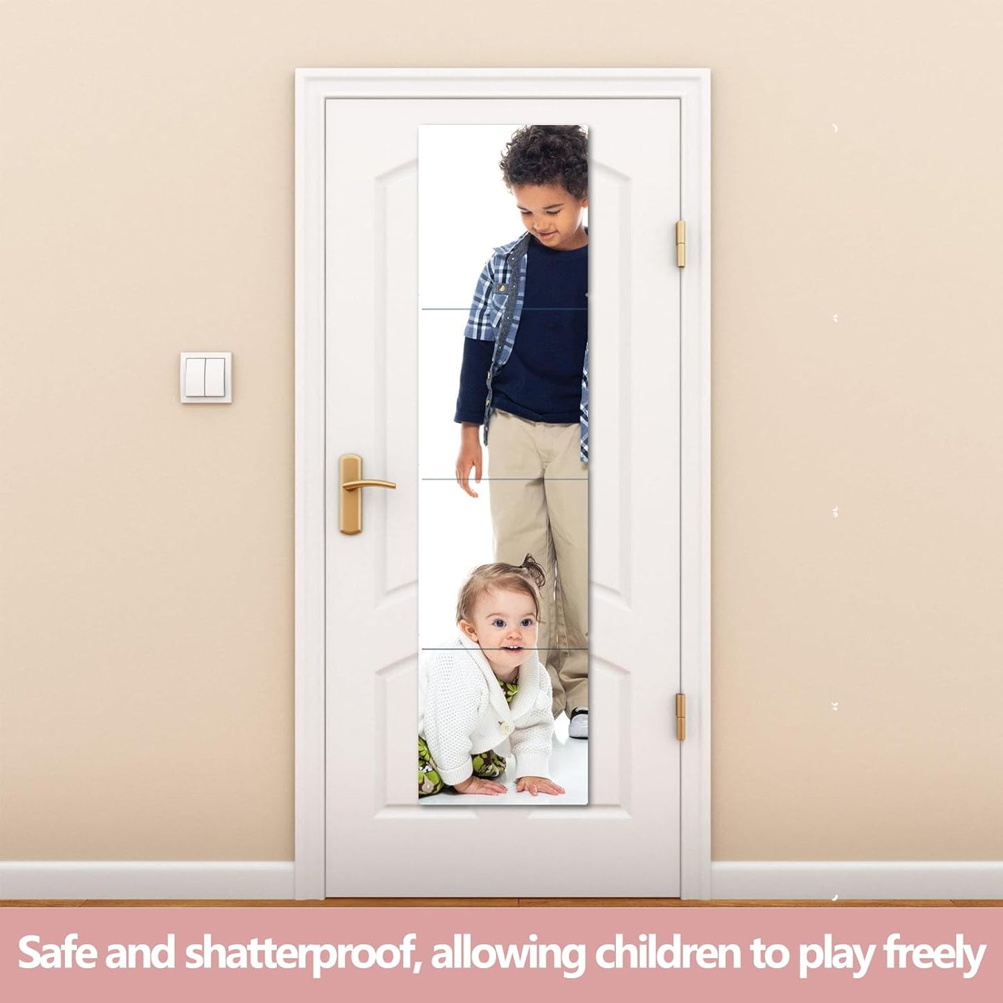 Unbreakable Full Length Wall Mirror,Mirrors for Bedroom,Over The Door Mirror,4 Pcs 12"x12",Shatterproof Plexiglass Acrylic,Long Closet,Workout for Home Gym Body Mirrors for Bedroom