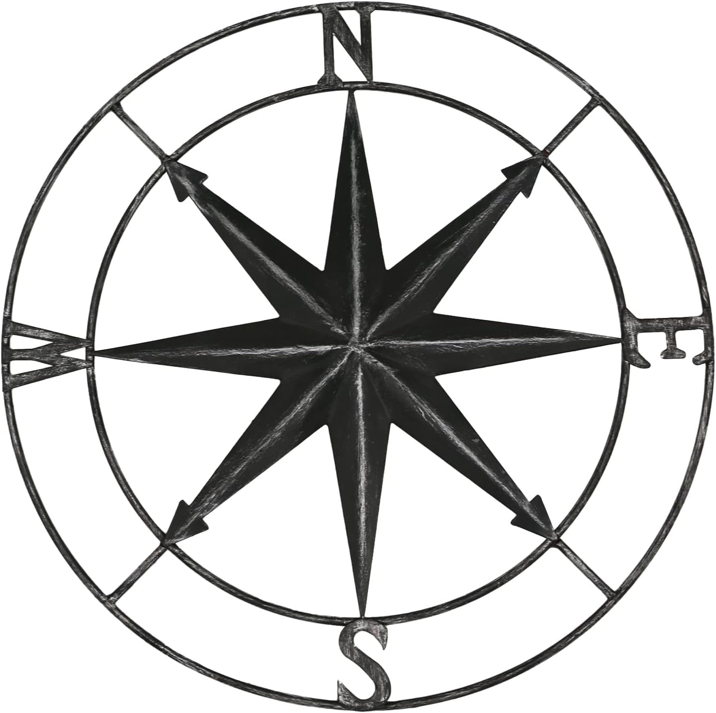 aboxoo Round Metal Compass Decorative Compass Metal Wall Art Hanging Wall Sculpture 11 Inch Black Diameter Farmhouse Decor Indoor or Outdoor Sign