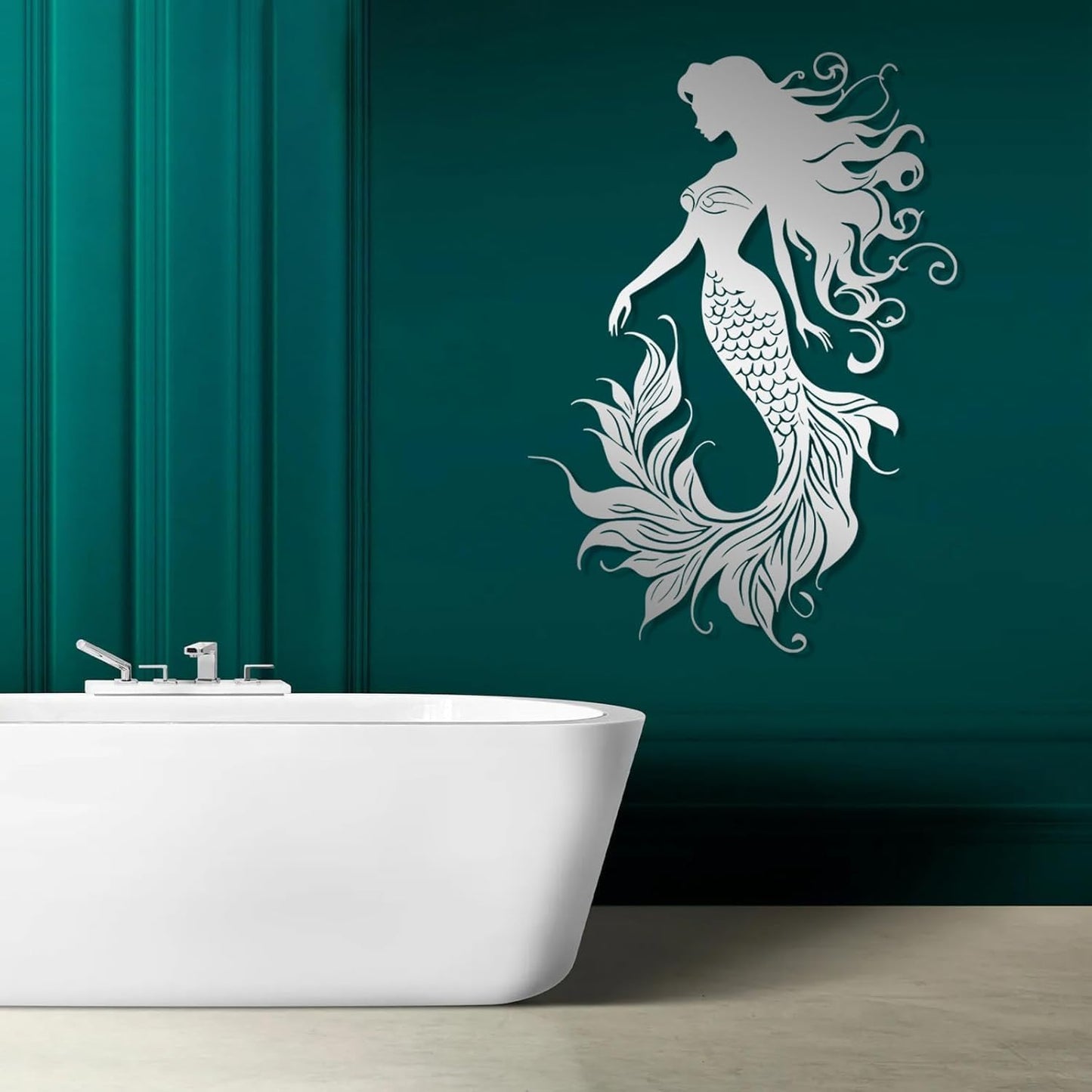 Veplsur Mermaid Metal Wall Art, Metal Mermaid Wall Decor, Marine Biology Wall Decor, Ocean Wall Art, Nautical Wall Hanging, Beach Hanging for Bathroom Bedroom (Black, 19"x13"|47x33cm)