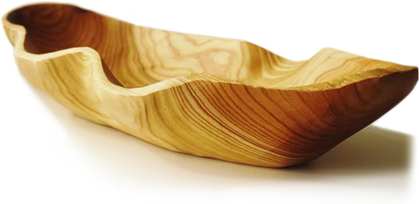 ZOY&TORA Large Handmade Decorative Wooden Dough Bowl, Natural Wood Grain Finish,Kitchen Coffee Dining Table Centerpiece Decor Tray,Farmhouse Style,driftwood bowls