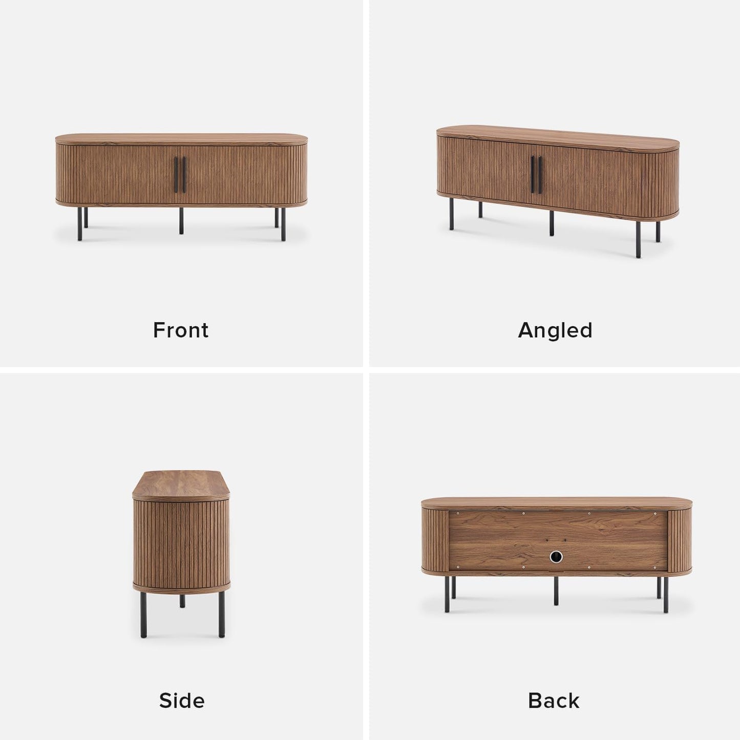 mopio Quin TV Stand, Mid Century Modern for 55/60/65 inch TV, Farmhouse TV Stand, Entertainment Center with Storage, TV and Media Console for Living Room (Walnut, 59" Tambour)