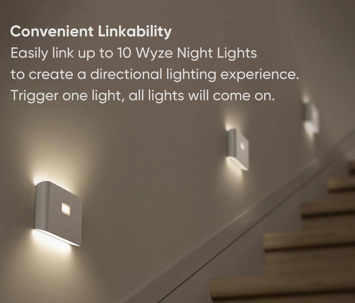 Rechargeable Night Lights with Dusk to Dawn & Motion Sensors, Warm & Soft White Stair Lights for Bathroom, Hallway, Linkable, Magnetic Mount, 6 Pack
